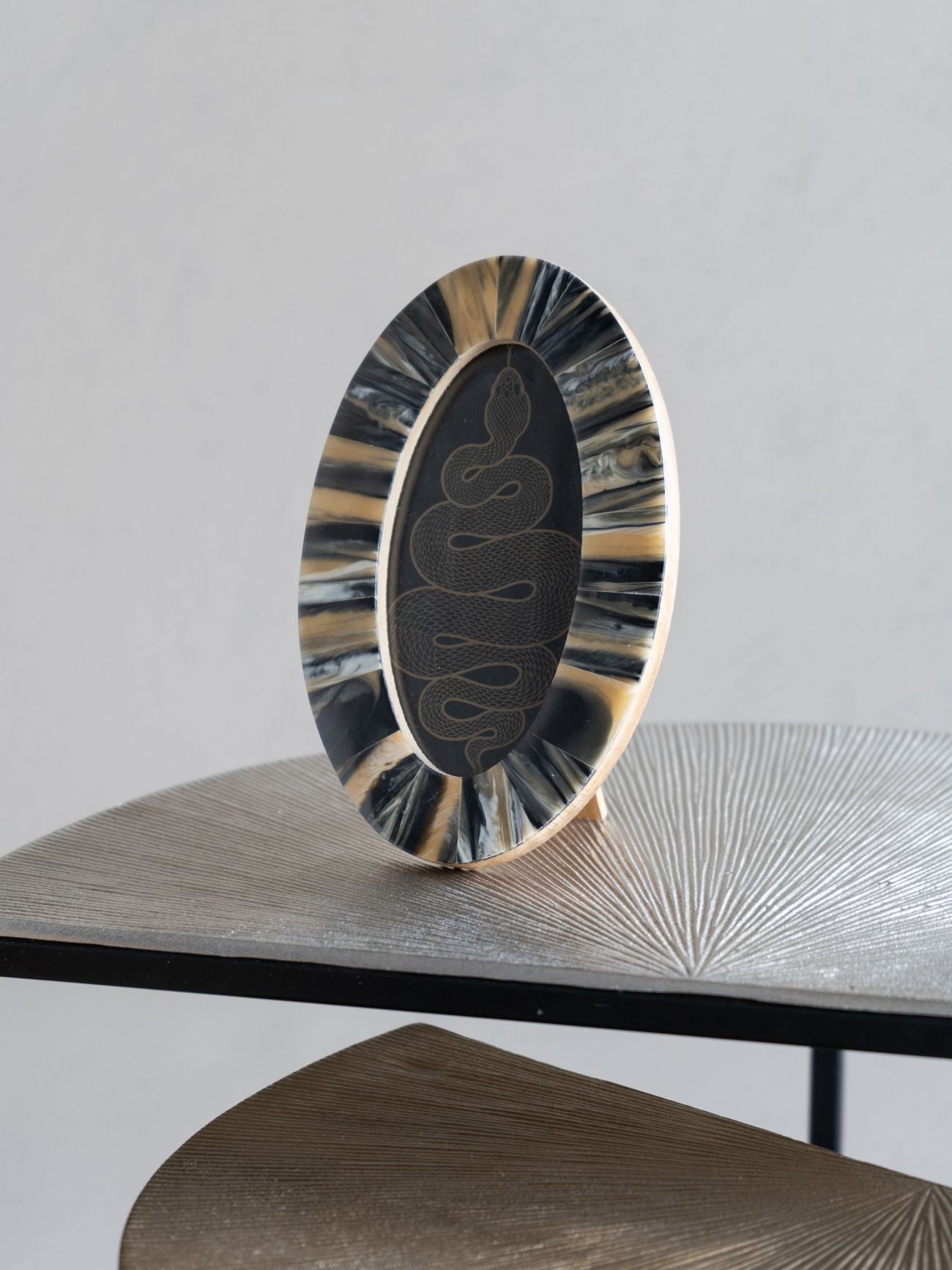 Tortoiseshell Style Oval Photo Frame 8x15cm